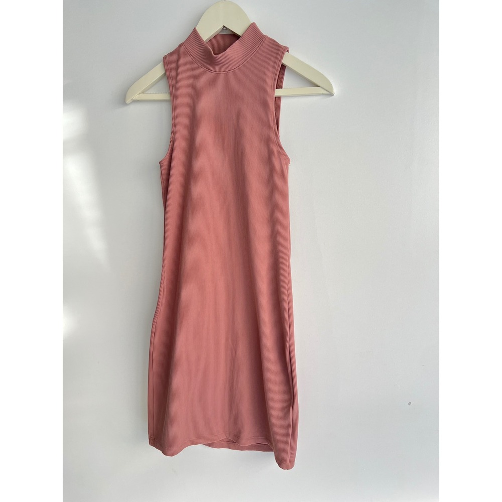 Abercrombie & Fitch Ribbed Mock Neck Sleeveless Mini Dress Pink Size Small Tall - Picture 4 of 9